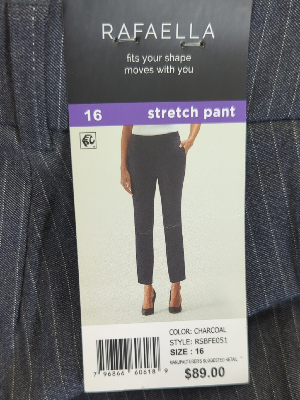 Rafaella Charcoal Straight-Leg Stretch Pants